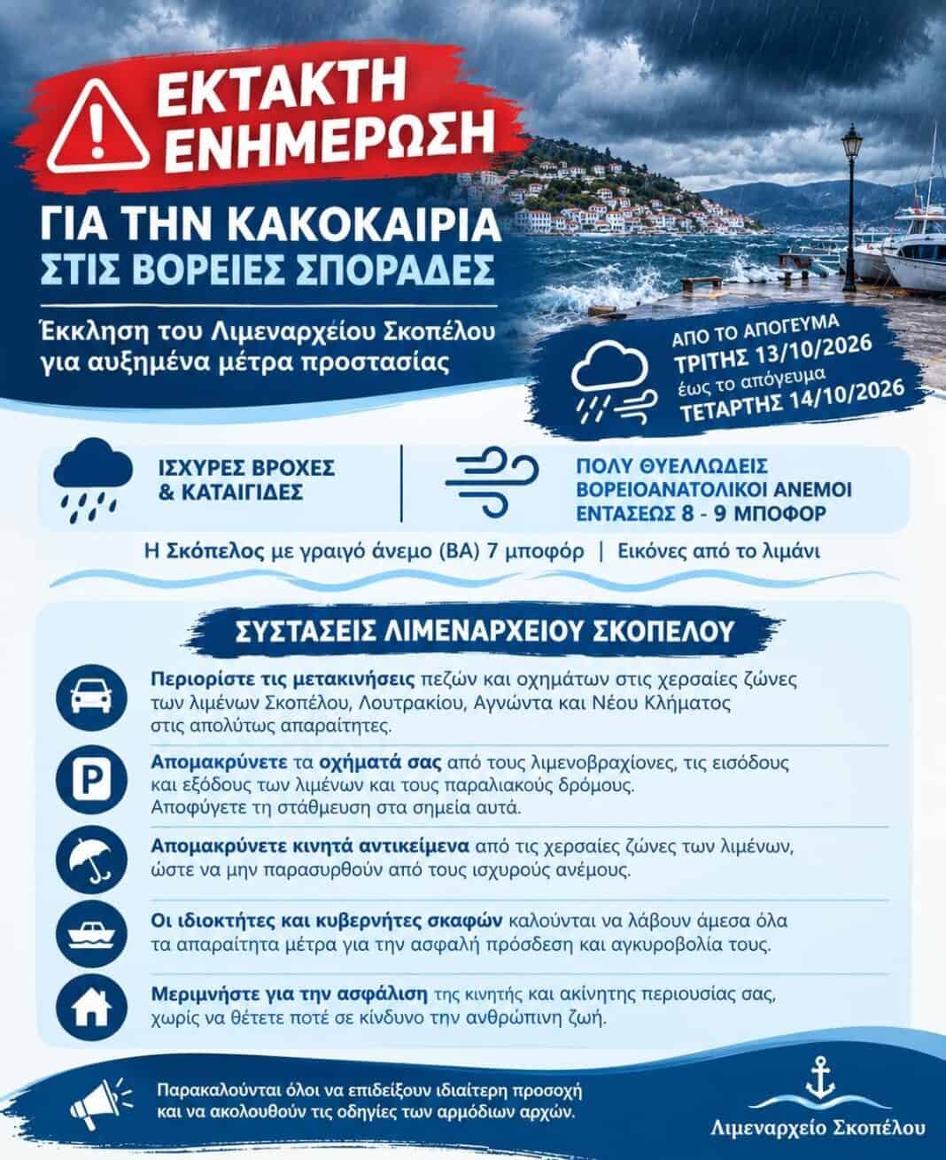 ΕΚΤΑΚΤΗ ΕΝΗΜΕΡΩΣΗ – ΕΠΙΔΕΙΝΩΣΗ ΚΑΙΡΟΥ ΣΤΙΣ ΒΟΡΕΙΕΣ ΣΠΟΡΑΔΕΣ ΕΚΤΑΚΤΗ ΕΝΗΜΕΡΩΣΗ – ΕΠΙΔΕΙΝΩΣΗ ΚΑΙΡΟΥ ΣΤΙΣ ΒΟΡΕΙΕΣ ΣΠΟΡΑΔΕΣ