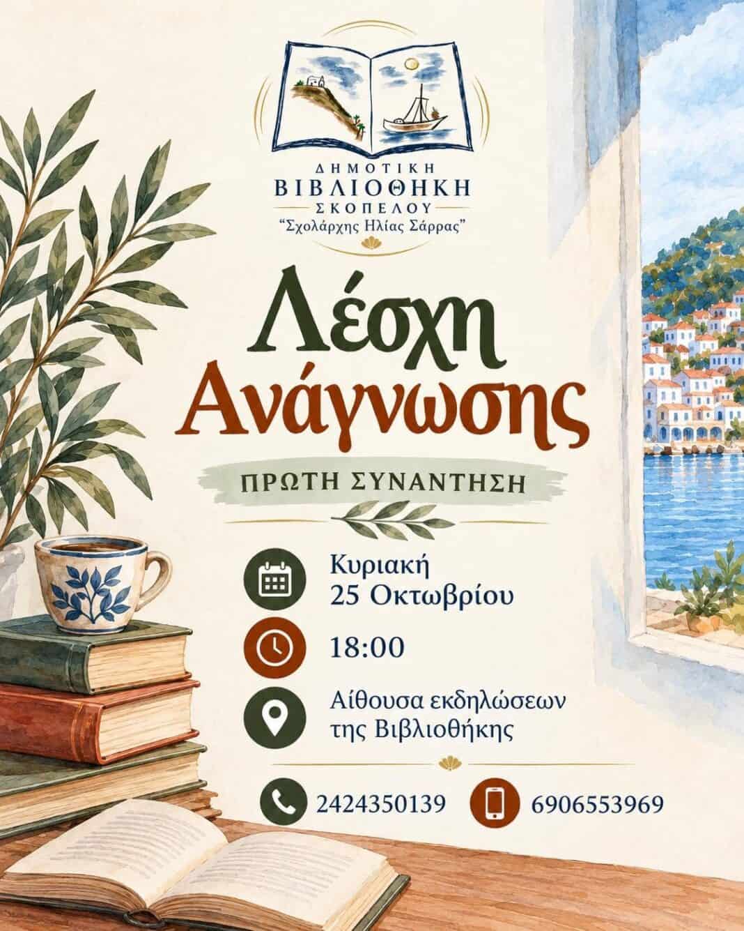 Η Λέσχη Ανάγνωσης Ενηλίκων ξεκινά στη Δημοτική Βιβλιοθήκη Σκοπέλου! Η Λέσχη Ανάγνωσης Ενηλίκων ξεκινά στη Δημοτική Βιβλιοθήκη Σκοπέλου!