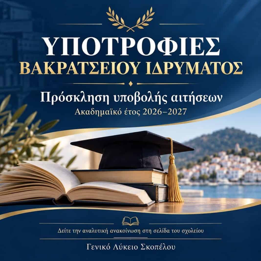 ΥΠΟΤΡΟΦΙΕΣ ΒΑΚΡΑΤΣΕΙΟΥ ΙΔΡΥΜΑΤΟΣ 2026–2027 ΥΠΟΤΡΟΦΙΕΣ ΒΑΚΡΑΤΣΕΙΟΥ ΙΔΡΥΜΑΤΟΣ 2026–2027